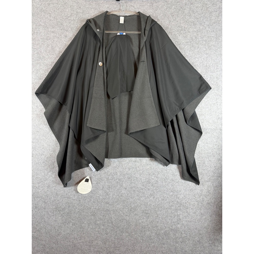 RainRAPS Winterrap Poncho Womens OS Black Grey NEW Reversible Hooded Rain Coat